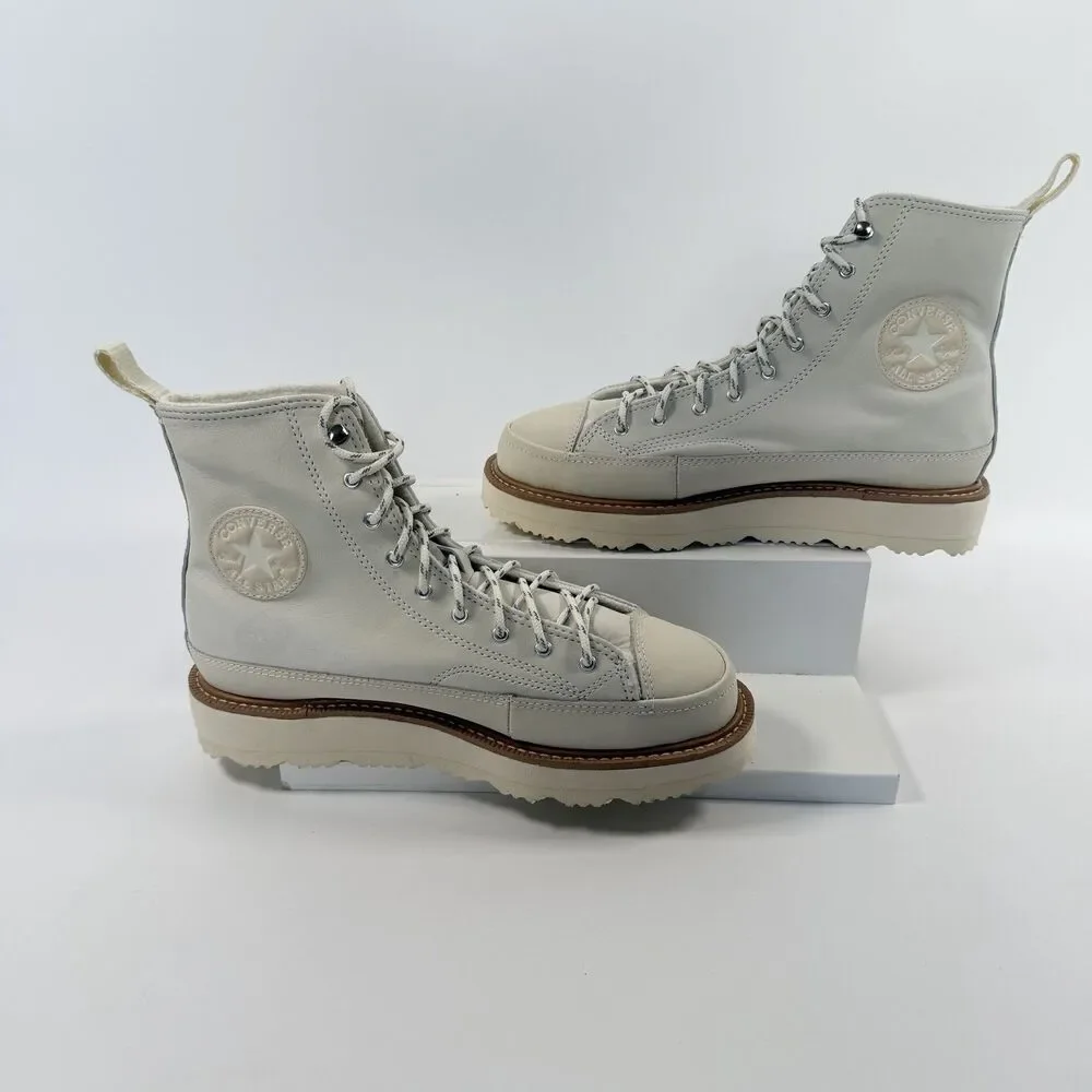 Converse Chuck Taylor Crafted Hi Top Boot Egret Natural Ivory Leather Womens 8.5 - Picture 3 of 11